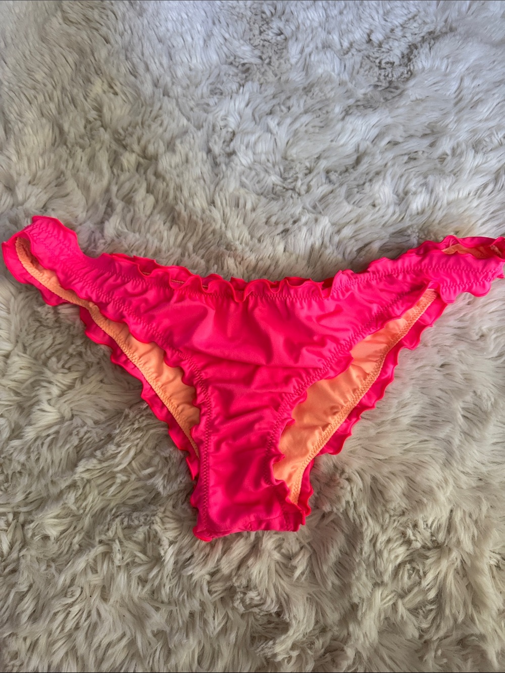 Victoria's Secret Hot Pink & Peach Ruffle Bikini Bottom